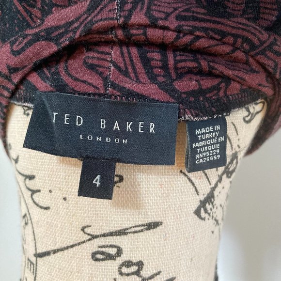 Ted Baker Elonar High Neck Printed Dress Purple Paisley 4UK 10US & SLIP (M) - Picture 8 of 15